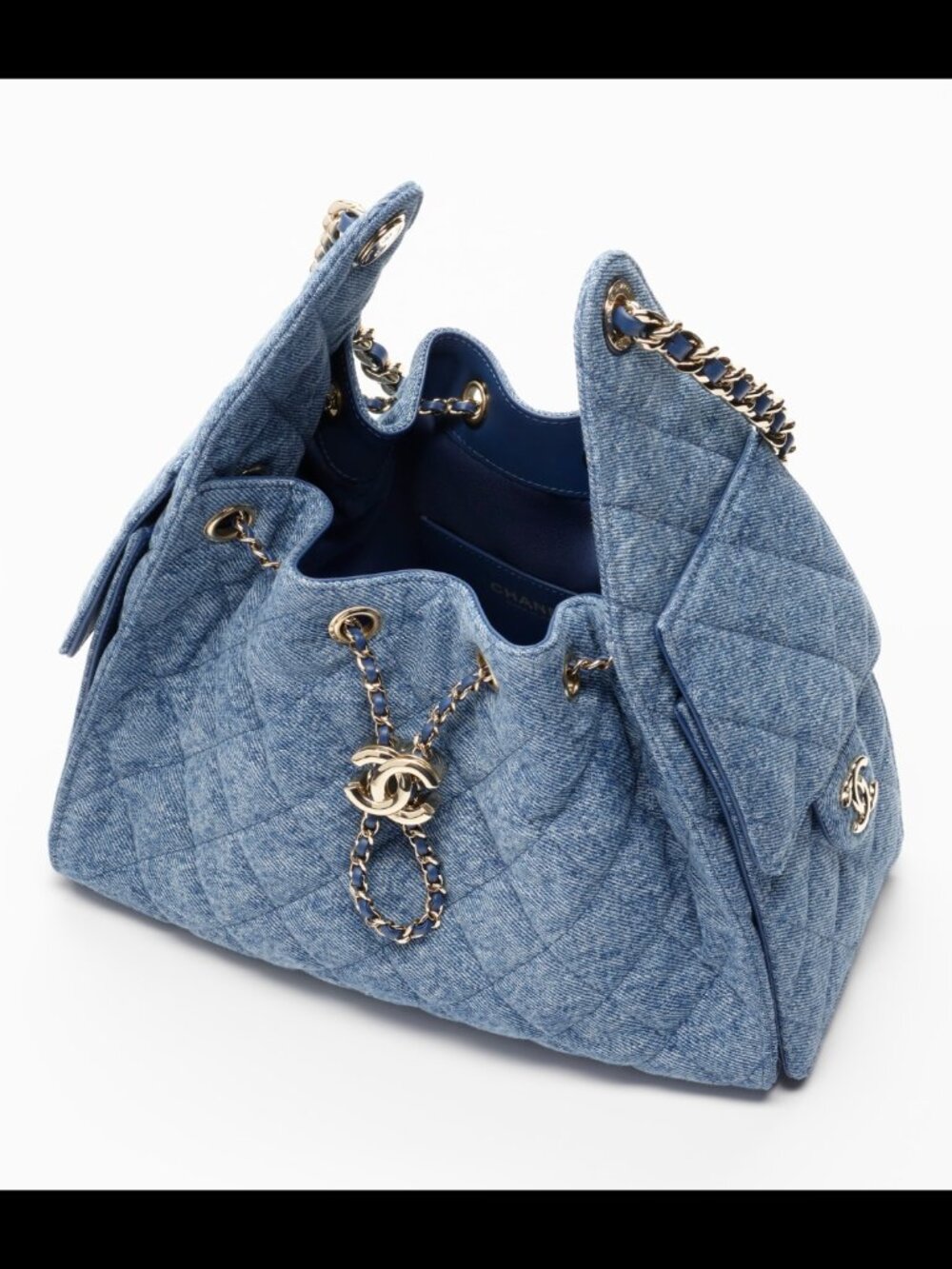 Chanel Quilted Denim Hobo Bag Shoulder Bag Blue - Used Once